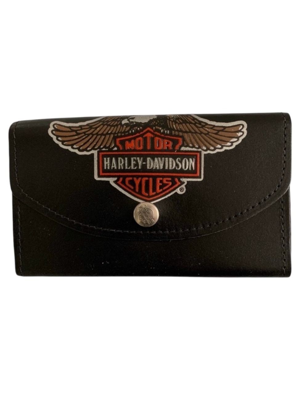 Vintage Harley Davidson Bar & Shield Black Leather Wallet Made in USA Biker